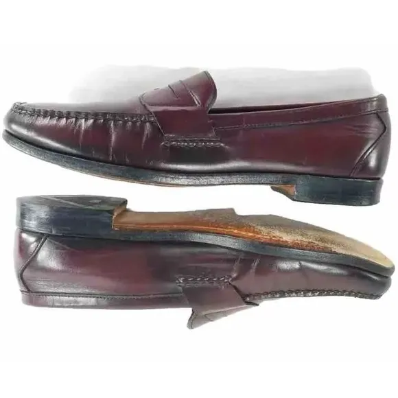 Allen Edmonds Walden Shoes Men 11.5 B Burgundy Moc Toe Penny Loafer NARROW 42477