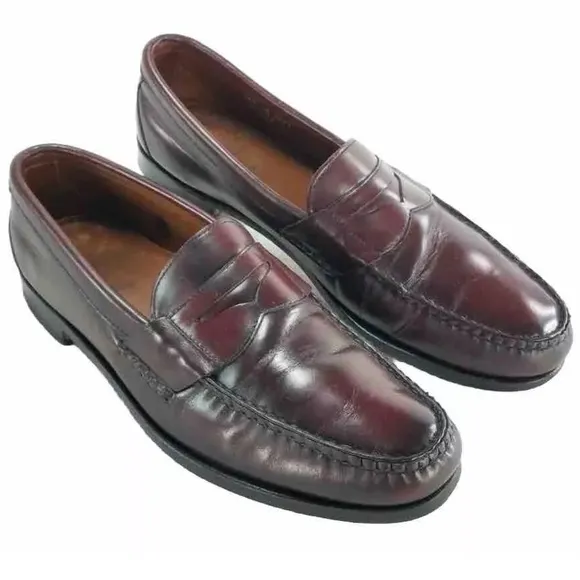 Allen Edmonds Walden Shoes Men 11.5 B Burgundy Moc Toe Penny Loafer NARROW 42477