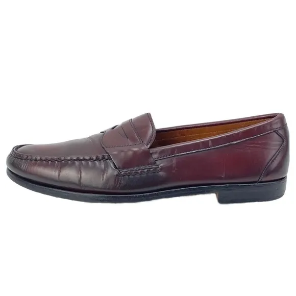 Allen Edmonds Walden Shoes Men 11.5 B Burgundy Moc Toe Penny Loafer NARROW 42477