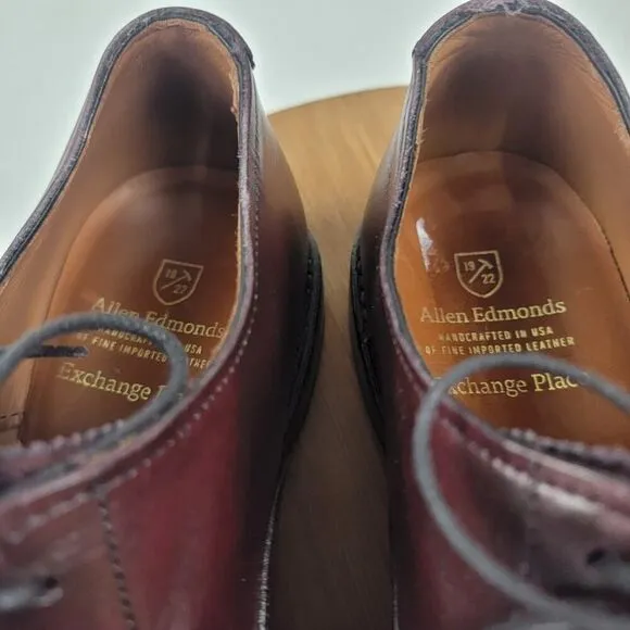 Allen Edmonds Exchange Place Oxford Oxblood Leather Captoe Dress Shoes Sz 9.5 B