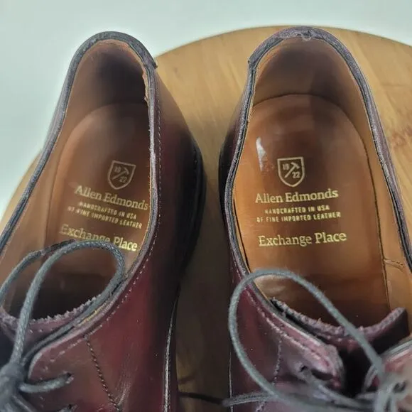 Allen Edmonds Exchange Place Oxford Oxblood Leather Captoe Dress Shoes Sz 9.5 B