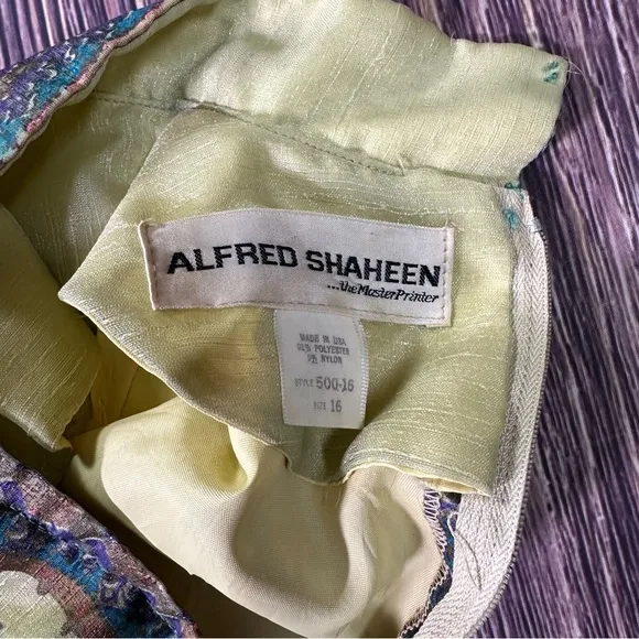 Alred Shaheen Dress 1960s/70s Yellow Floral Maxi Dress  Screen Print Maxi Dress