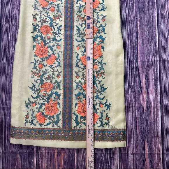 Alred Shaheen Dress 1960s/70s Yellow Floral Maxi Dress  Screen Print Maxi Dress