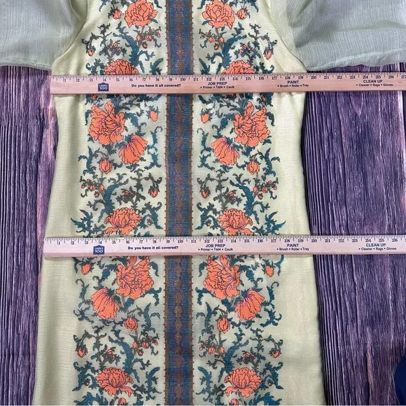 Alred Shaheen Dress 1960s/70s Yellow Floral Maxi Dress  Screen Print Maxi Dress
