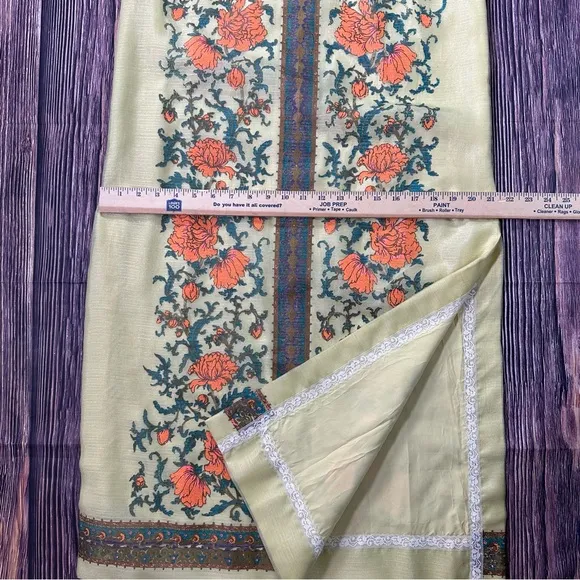 Alred Shaheen Dress 1960s/70s Yellow Floral Maxi Dress  Screen Print Maxi Dress