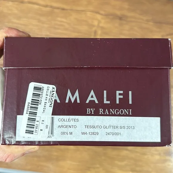 Amalfi by Rangoni Size 8.5 M Colle Silver Glitter Heels Sandals New