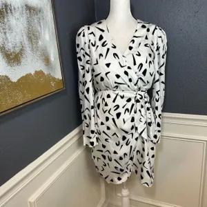 &amp; Other Stories Faux Wrap Mini Dress Classic Retro Pattern