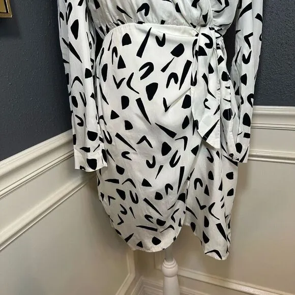 &amp; Other Stories Faux Wrap Mini Dress Classic Retro Pattern
