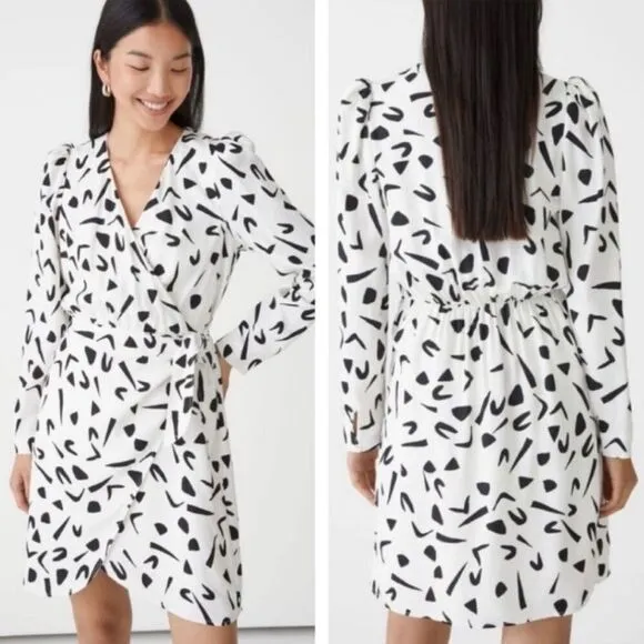 &amp; Other Stories Faux Wrap Mini Dress Classic Retro Pattern