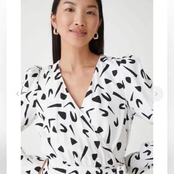 &amp; Other Stories Faux Wrap Mini Dress Classic Retro Pattern