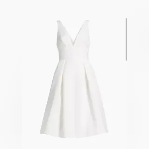 Amsale White Midi Dress Short Wedding Dress Classic, Timeless Deep-V Mid Length