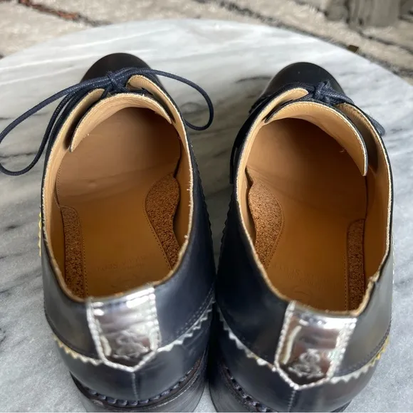 Angela Scott Ms neale cap toe derby in navy   silver