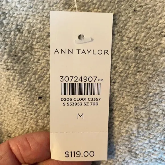 Ann Taylor Cotton Blend Split Bottom Gray Speckle Cardigan Heavy Tie Belt NWT M
