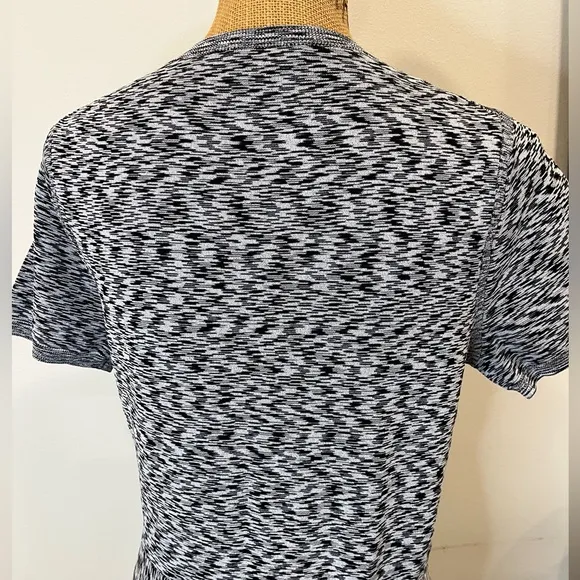 Ann Taylor Knit Modern Print Stretch Midi Dress Black White Size Large