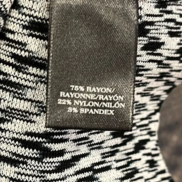 Ann Taylor Knit Modern Print Stretch Midi Dress Black White Size Large