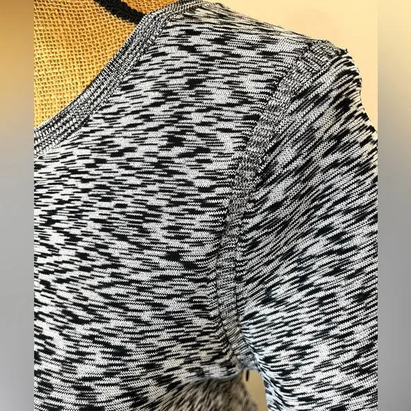 Ann Taylor Knit Modern Print Stretch Midi Dress Black White Size Large