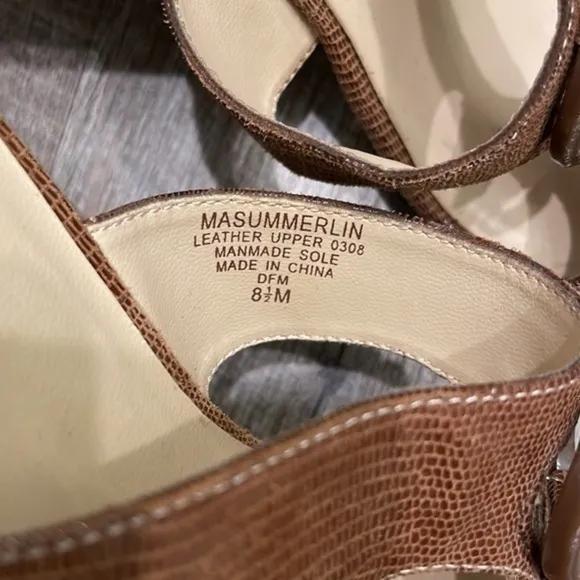 Anne Klein Masummerlin brown leather heeled sandals size 8.5