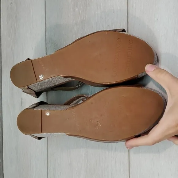 Anthropologie Antelope Karise  Ankle Leather Wedge Sandals Shoes sz 39/8