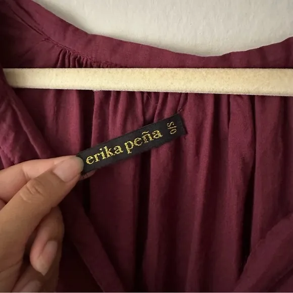 Anthropologie Erika Pena Tiered Midi Dress Burgundy OS
