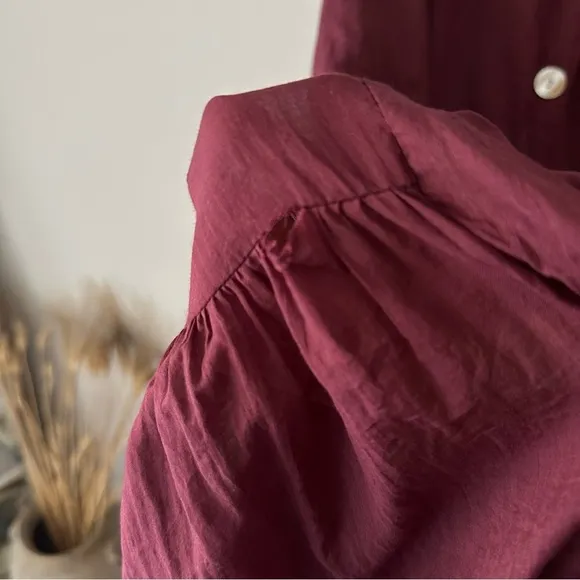 Anthropologie Erika Pena Tiered Midi Dress Burgundy OS