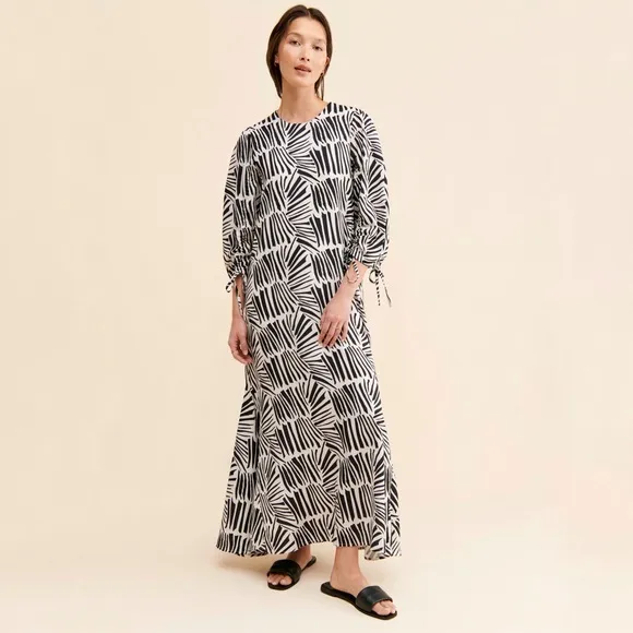 Anthropologie Ghospell Lock and Key Maxi Dress in Black White Size XS