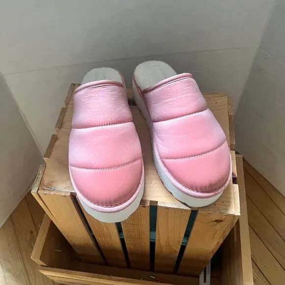 Anthropologie Maeve Size 7.5 Pink Lounge Quilted Chunky Puffy Platform Slippers