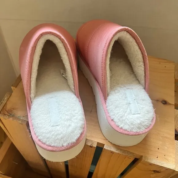 Anthropologie Maeve Size 7.5 Pink Lounge Quilted Chunky Puffy Platform Slippers