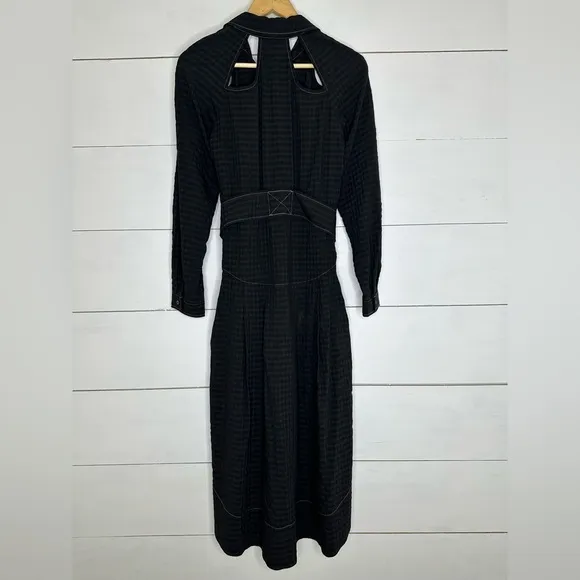 Anthropologie Modern Western Checked Embroidered Dress Women's Size Small