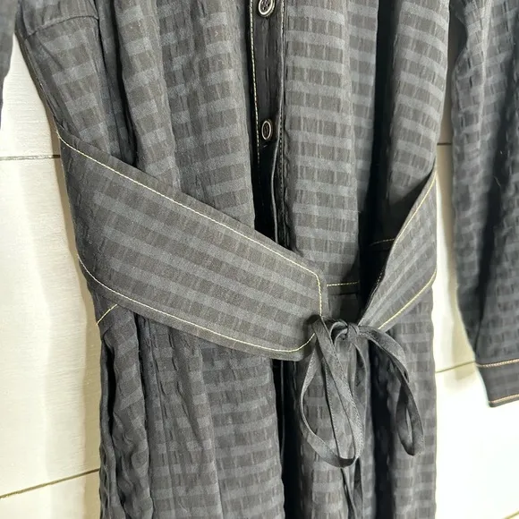 Anthropologie Modern Western Checked Embroidered Dress Women's Size Small