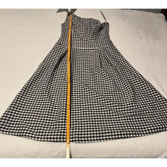 Anthropologie One Shoulder Gingham Midi Classic Dress Sz Lg NWT
