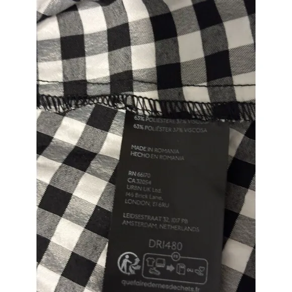 Anthropologie One Shoulder Gingham Midi Classic Dress Sz Lg NWT