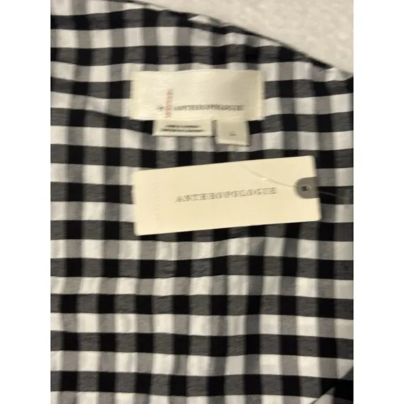 Anthropologie One Shoulder Gingham Midi Classic Dress Sz Lg NWT
