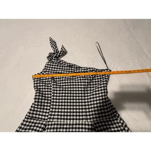 Anthropologie One Shoulder Gingham Midi Classic Dress Sz Lg NWT
