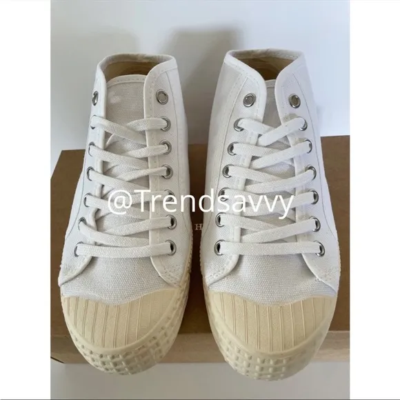 ANTHROPOLOGIE Platform Tennis Sneaker High Top Lace Up Canvas Shoes White 38 NWT