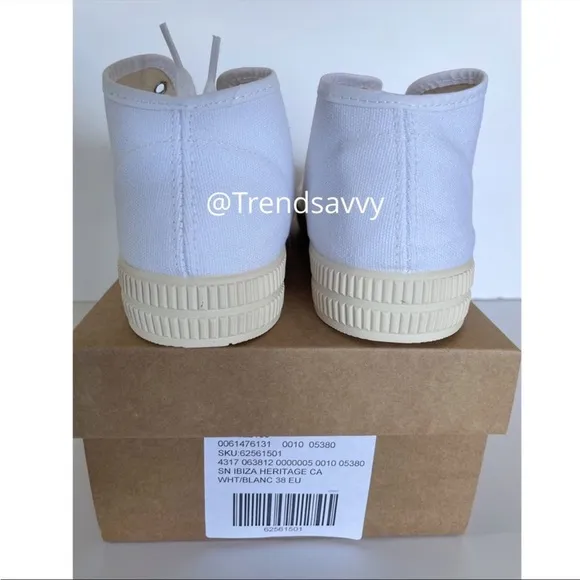ANTHROPOLOGIE Platform Tennis Sneaker High Top Lace Up Canvas Shoes White 38 NWT