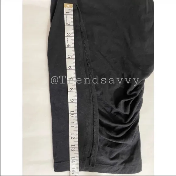 ANTHROPOLOGIE Sundry Ruched Tee Shirt Midi Dress Short Sleeve Slit Hem Black NWT