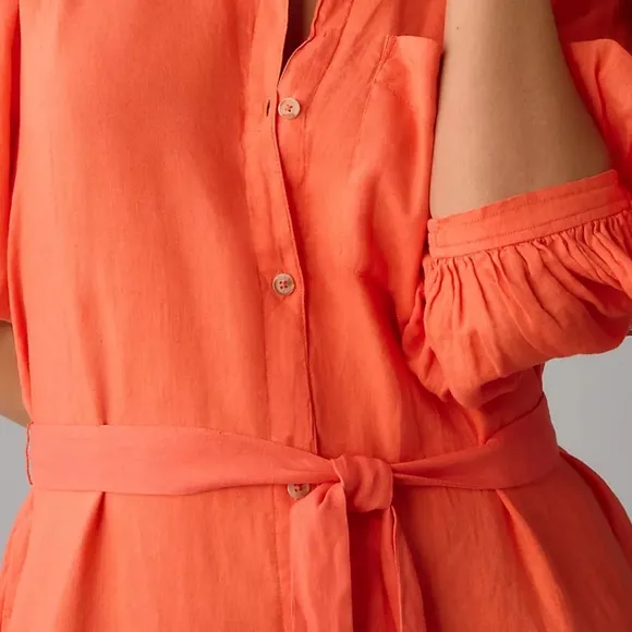 Anthropologie The Mona Tie-Waist Shirtdress by Maeve Linen Edition