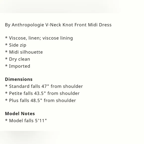 Anthropologie V-neck knot Front Midi Dress