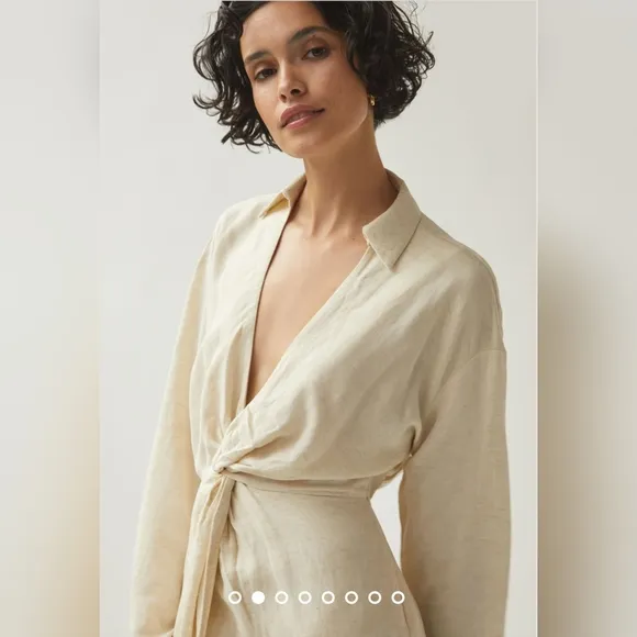 Anthropologie V-neck knot Front Midi Dress