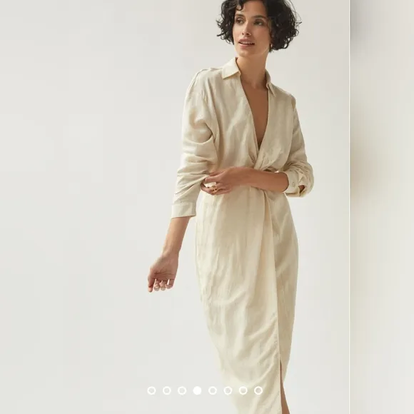 Anthropologie V-neck knot Front Midi Dress