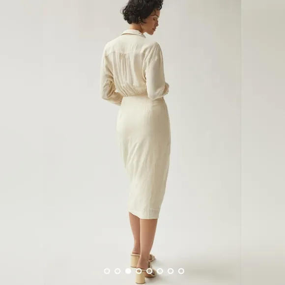 Anthropologie V-neck knot Front Midi Dress