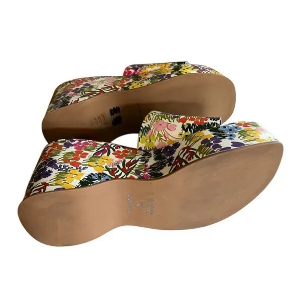 Anthropologie Vicenza Sandals Shoes Platform Heels Floral  Size 8