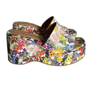 Anthropologie Vicenza Sandals Shoes Platform Heels Floral  Size 8