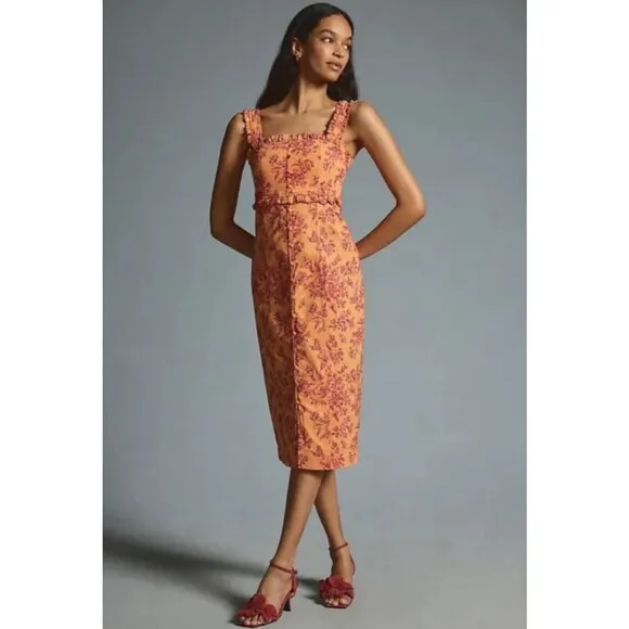 Anthropologie Women Dress 3X Linden Slim Square Neck Classic Modern Stretch NWT