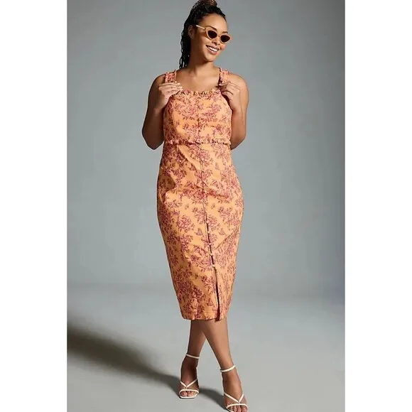 Anthropologie Women Dress 3X Linden Slim Square Neck Classic Modern Stretch NWT