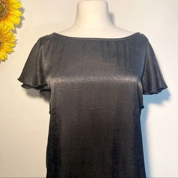 ANTHROPOLOGIE The Odells silky flounce dress sheath s NWT boho ruffle modern