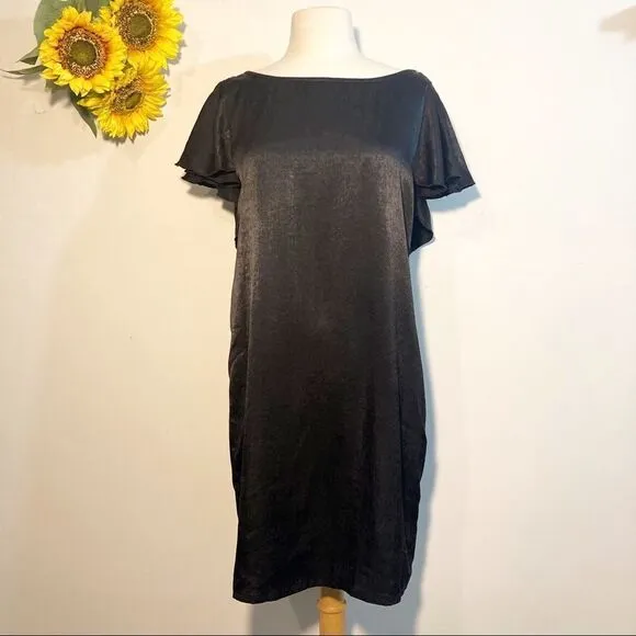 ANTHROPOLOGIE The Odells silky flounce dress sheath s NWT boho ruffle modern