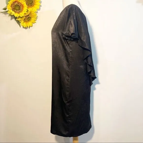 ANTHROPOLOGIE The Odells silky flounce dress sheath s NWT boho ruffle modern