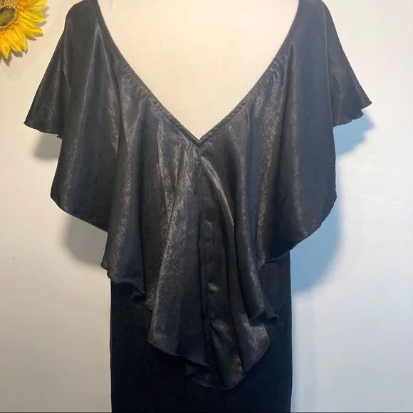 ANTHROPOLOGIE The Odells silky flounce dress sheath s NWT boho ruffle modern