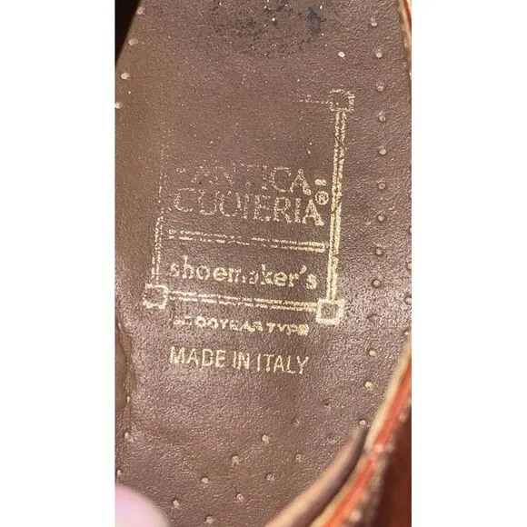Antica Cuoieria Brown Leather Oxfords Cap Toe Lace Up Shoes Mens 10.5 Italy